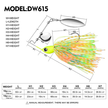 PROBEROS Spinnerbait Lure 5 Colors (A-E) Freshwater/Saltwater Fishing Bait 10g-14g&nbsp;