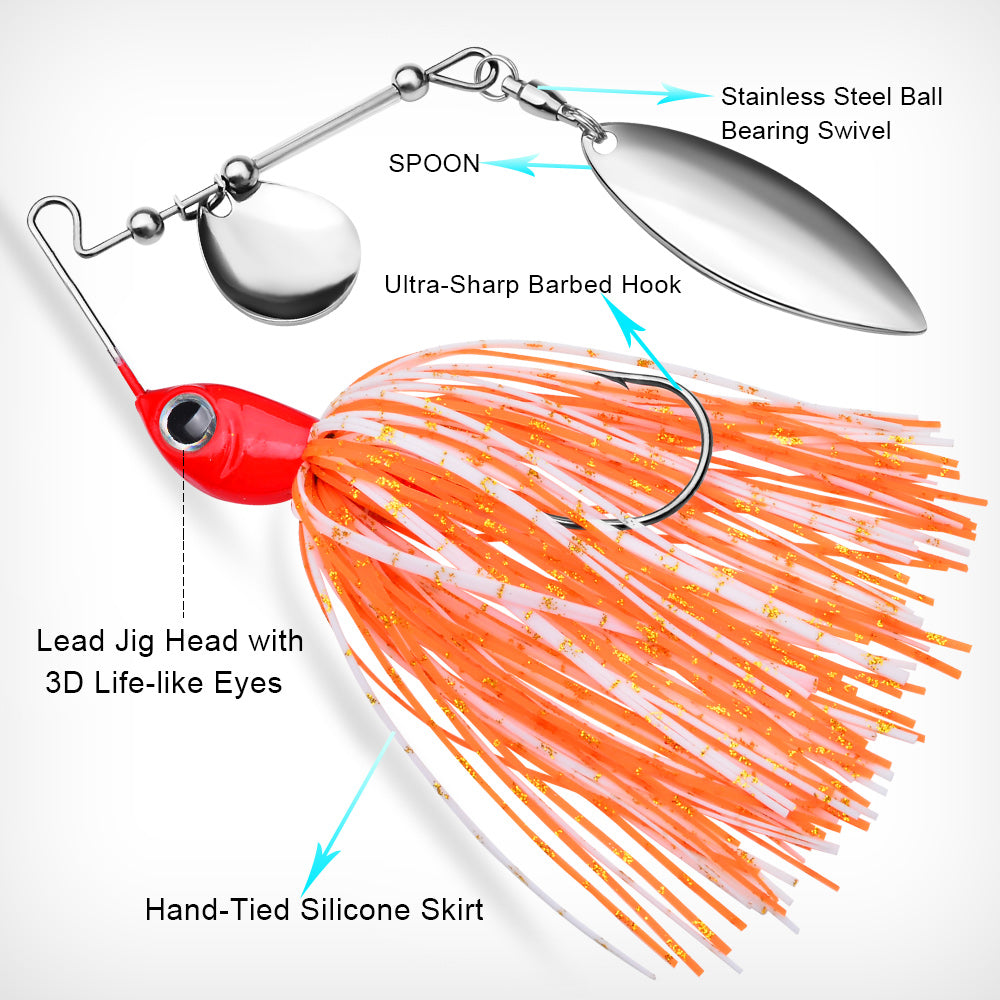 Spinnerbait Fishing Lure, Hard Metal Jig Spinner Baits Kits Swimbait for Bass Trout Pike Salmon  Freshwater Saltwater