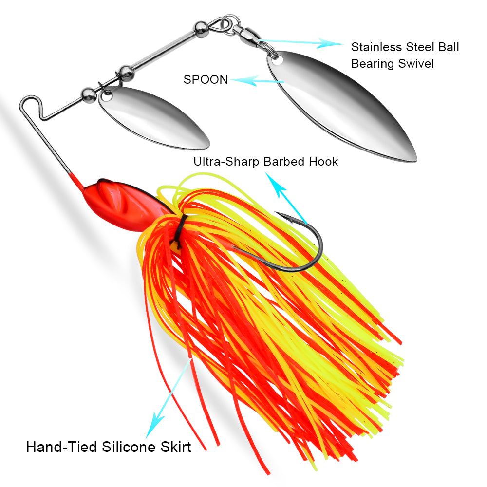 Spinnerbait Fishing Lure, Hard Metal Jig Spinner Baits Kits Swimbait for Bass Trout Pike Salmon  Freshwater Saltwater
