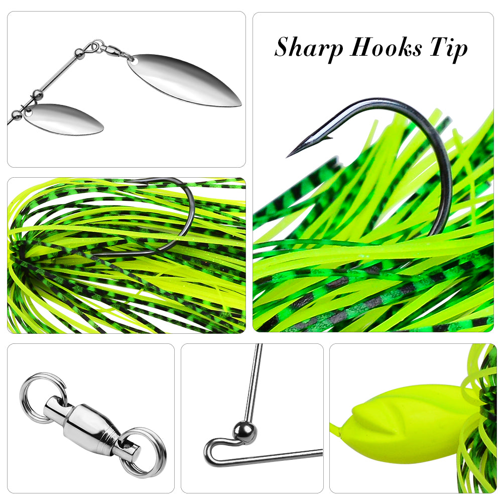 Spinnerbait Fishing Lure, Hard Metal Jig Spinner Baits Kits Swimbait for Bass Trout Pike Salmon  Freshwater Saltwater