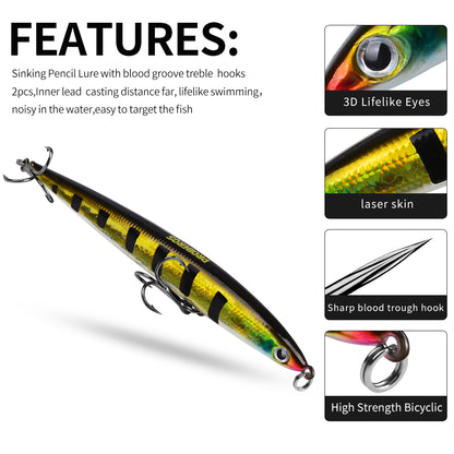 PROBEROS DW617 Pencil Lure Topwater Fishing Bait 25.4g/13.2cm