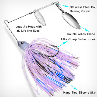 PROBEROS Spinnerbait Lure 5 Colors (A-E) Freshwater Fishing Bait 13.3g-16.5g (1PC Pack)