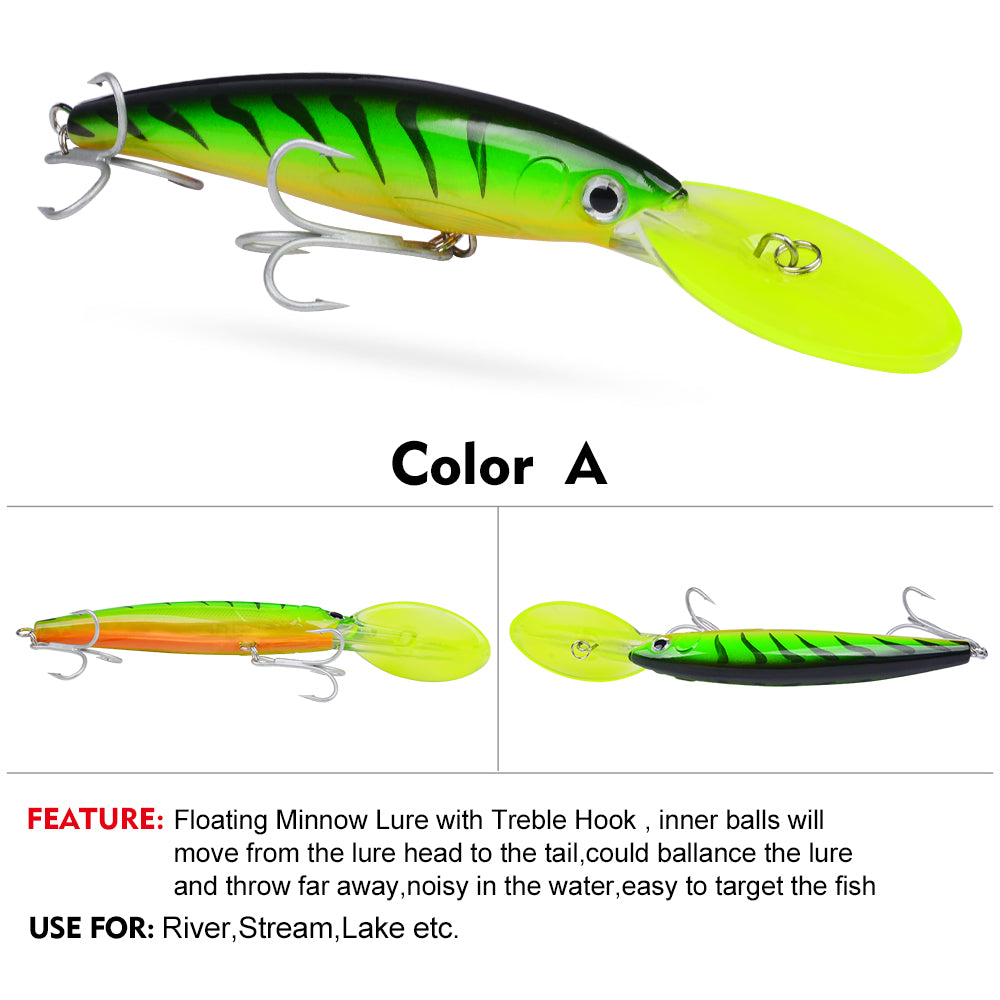 PROBEROS 10PC Deep Diver Minnow Sinking Fishing Lure Wobblers 130mm 24g Crystal 3D Hard Bait Megabass Cranbait Japanese Wobblers for Pike Bass