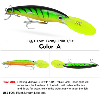 PROBEROS DW627 Deep Diving Minnow Lure Saltwater Fishing Bait 32g-75g