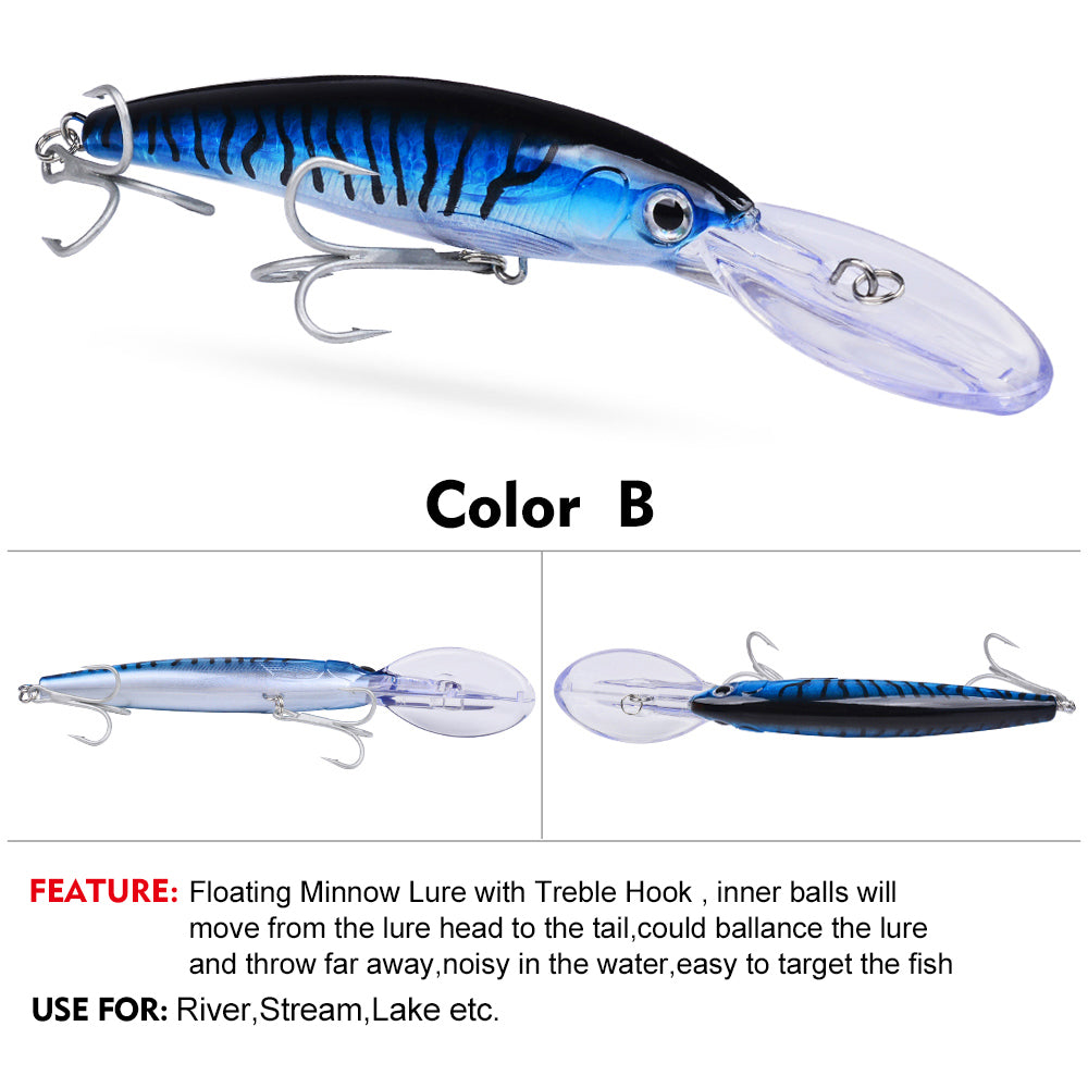 PROBEROS 10PC Deep Diver Minnow Sinking Fishing Lure Wobblers 130mm 24g Crystal 3D Hard Bait Megabass Cranbait Japanese Wobblers for Pike Bass