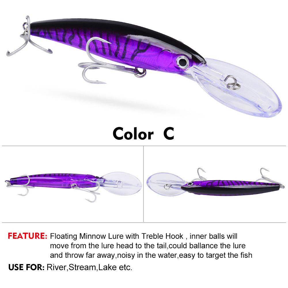 PROBEROS 10PC Deep Diver Minnow Sinking Fishing Lure Wobblers 130mm 24g Crystal 3D Hard Bait Megabass Cranbait Japanese Wobblers for Pike Bass