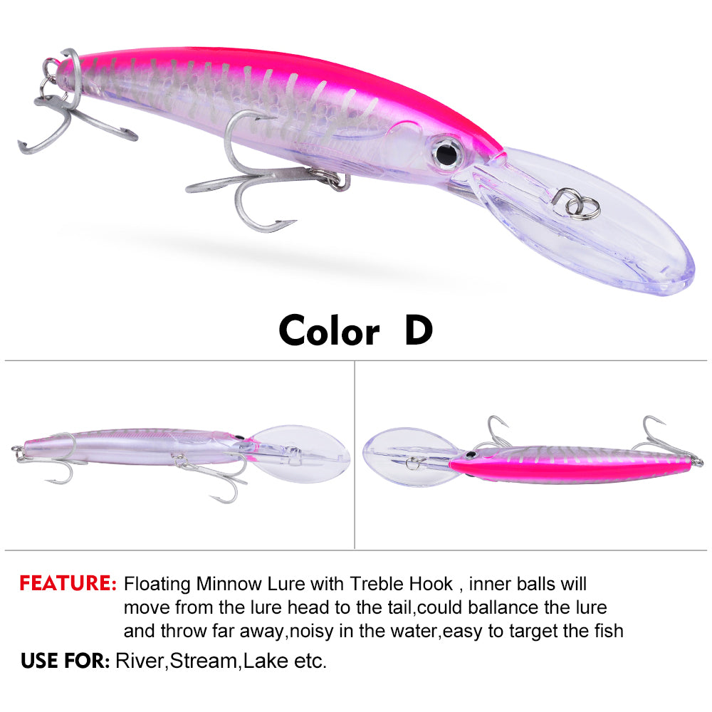 PROBEROS 10PC Deep Diver Minnow Sinking Fishing Lure Wobblers 130mm 24g Crystal 3D Hard Bait Megabass Cranbait Japanese Wobblers for Pike Bass