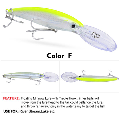 PROBEROS 10PC Deep Diver Minnow Sinking Fishing Lure Wobblers 130mm 24g Crystal 3D Hard Bait Megabass Cranbait Japanese Wobblers for Pike Bass