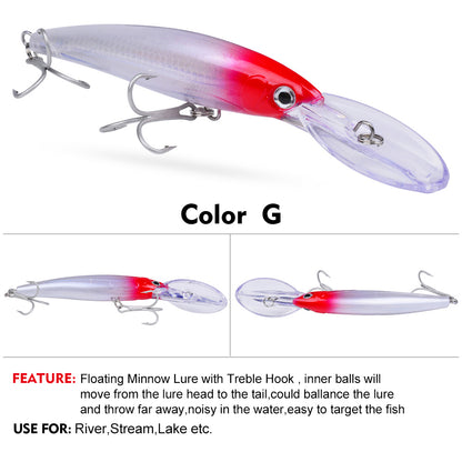 PROBEROS 10PC Deep Diver Minnow Sinking Fishing Lure Wobblers 130mm 24g Crystal 3D Hard Bait Megabass Cranbait Japanese Wobblers for Pike Bass