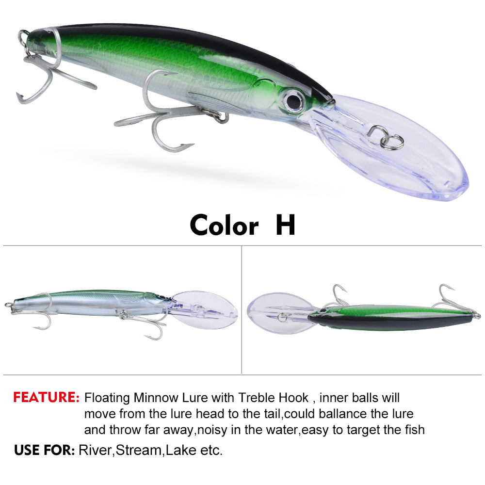 PROBEROS 10PC Deep Diver Minnow Sinking Fishing Lure Wobblers 130mm 24g Crystal 3D Hard Bait Megabass Cranbait Japanese Wobblers for Pike Bass