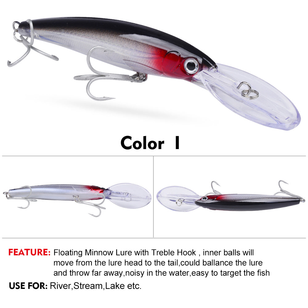 PROBEROS 10PC Deep Diver Minnow Sinking Fishing Lure Wobblers 130mm 24g Crystal 3D Hard Bait Megabass Cranbait Japanese Wobblers for Pike Bass