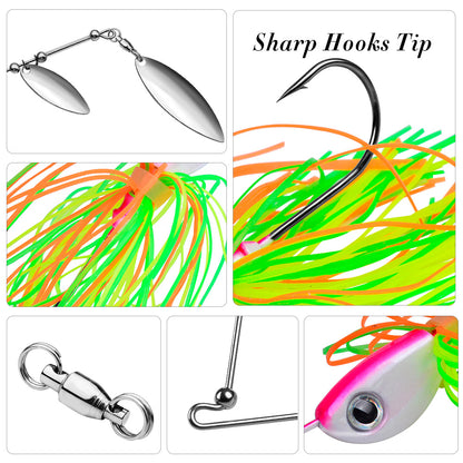 PROBEROS Spinnerbait Lure 5 Colors (A-E) Freshwater Fishing Bait 10g-14g (1PC Pack)