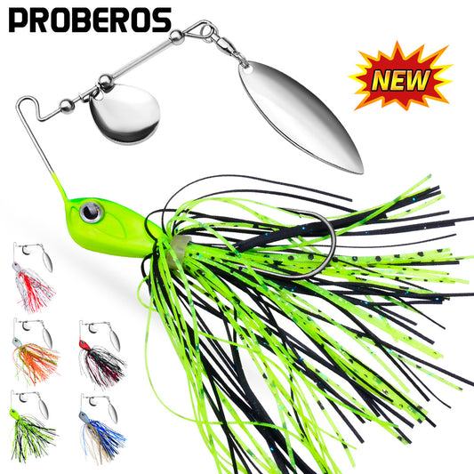 PROBEROS 5PC New ELITELURE Rubber Skirt Jig 10/14gSpinner Bait Spinning Lure Metal Spoon Wobbler With Barbed Hook For Bass Trout Pike Fishing