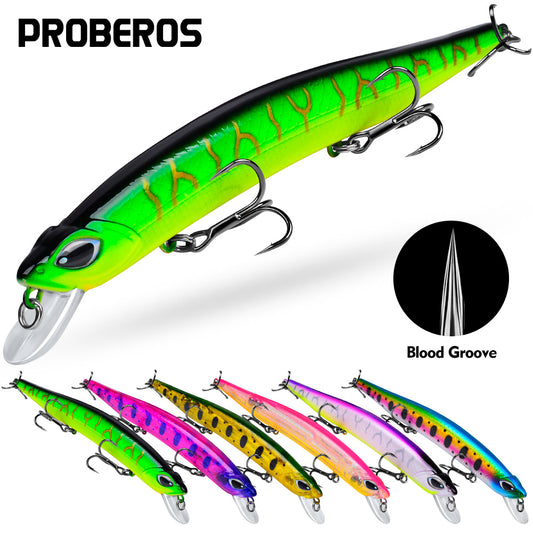 PROBEROS 6PC Professional Floating Minnow Fishing Lures - 15cm & 19cm, Plastic Bionic Baits for Targeting Bass and Pike in All Waters