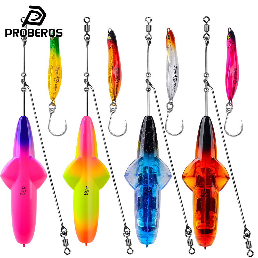 PROBERDS Spinner Bait Rig 4 Colors (A-D) Pre-Rigged Fishing Lure 35g-45g (1PC Pack)