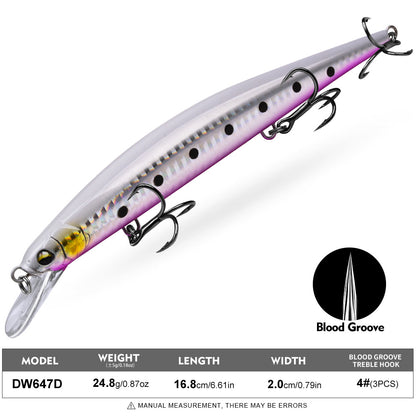 PROBEROS DW647 Minnow Lure 6 Colors Fishing Bait 24.8g
