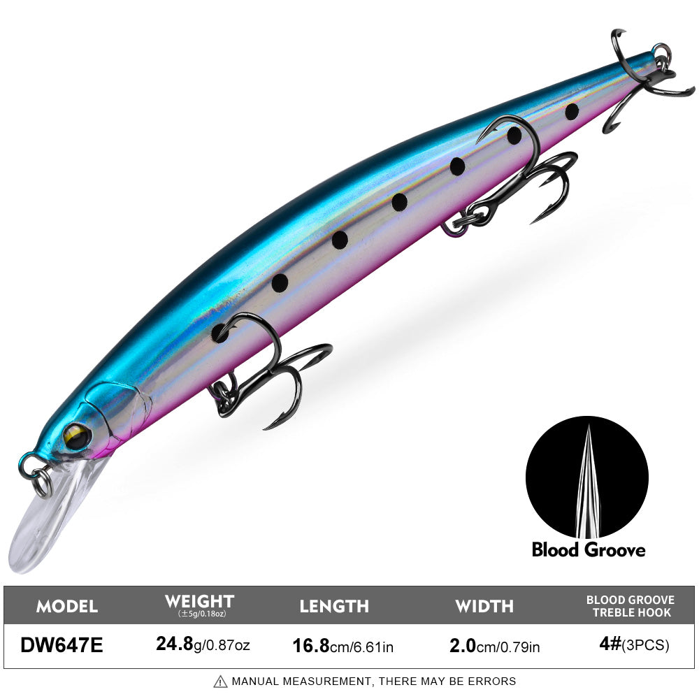 PROBEROS Minnow Lure 6 Colors (A-F) Fishing Bait 24.8g (1PC Pack)