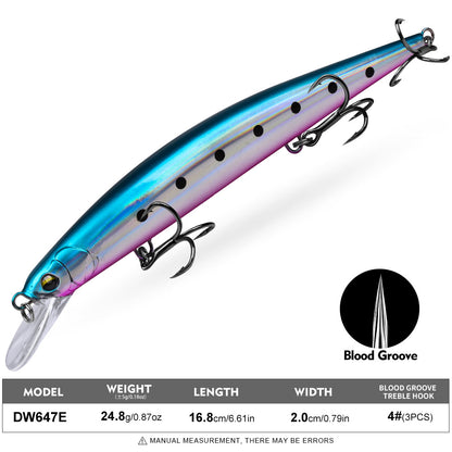 PROBEROS DW647 Minnow Lure 6 Colors Fishing Bait 24.8g