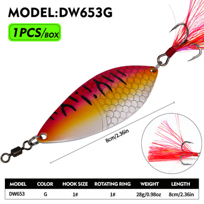 Proberos DW653 Spoon Lure Metal Bait for Bass Trout 28g