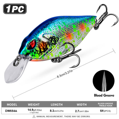 PROBEROS Crankbait Lure 6 Colors (A-F) Fishing Bait 14.9g (1PC Pack)