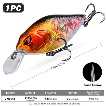 PROBEROS Crankbait Lure 6 Colors (A-F) Fishing Bait 14.9g (1PC Pack)