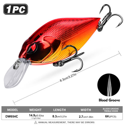 PROBEROS Crankbait Lure 6 Colors (A-F) Fishing Bait 14.9g (1PC Pack)