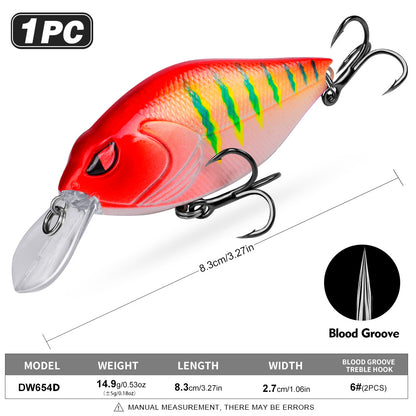 PROBEROS Crankbait Lure 6 Colors (A-F) Fishing Bait 14.9g (1PC Pack)