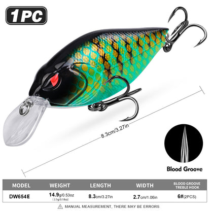 PROBEROS Crankbait Lure 6 Colors (A-F) Fishing Bait 14.9g (1PC Pack)
