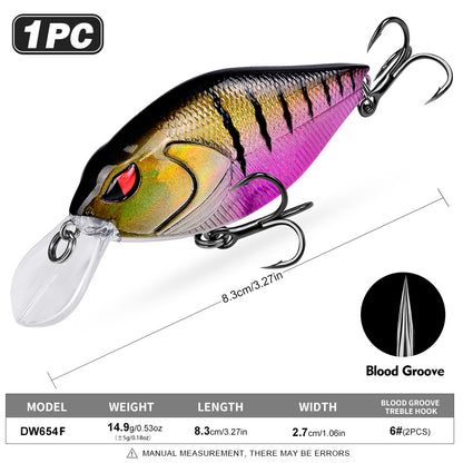 PROBEROS Crankbait Lure 6 Colors (A-F) Fishing Bait 14.9g (1PC Pack)