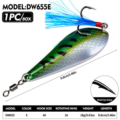 Proberos DW655 Spoon Lure Metal Bait for Bass Trout 18g