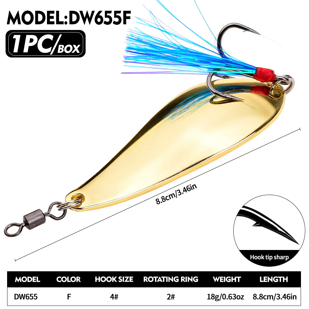 PROBEROS Spoon Lure 9 Colors (A-I) Freshwater/Saltwater Fishing Bait 18g (1PC Pack)