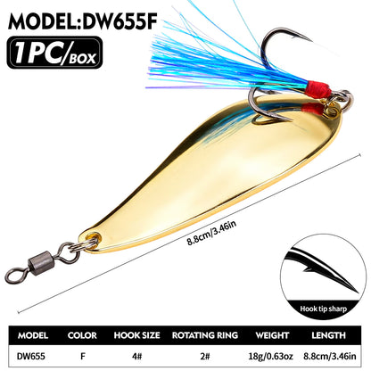 Proberos DW655 Spoon Lure Metal Bait for Bass Trout 18g