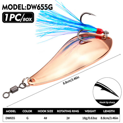 Proberos DW655 Spoon Lure Metal Bait for Bass Trout 18g