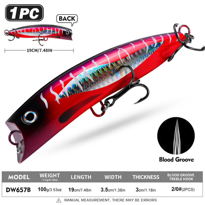 PROBEROS DW657 Topwater Floating Popper Lure Hard Bait Saltwater GT Tuna Fishing Lure