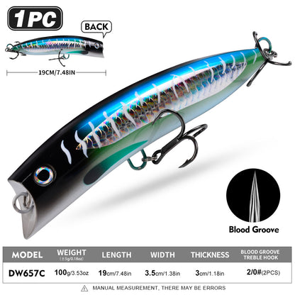 PROBEROS DW657 Topwater Floating Popper Lure Hard Bait Saltwater GT Tuna Fishing Lure