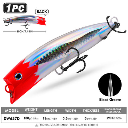 PROBEROS DW657 Topwater Floating Popper Lure Hard Bait Saltwater GT Tuna Fishing Lure