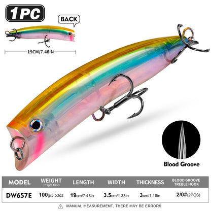 PROBEROS DW657 Topwater Floating Popper Lure Hard Bait Saltwater GT Tuna Fishing Lure