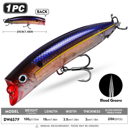 PROBEROS DW657 Topwater Floating Popper Lure Hard Bait Saltwater GT Tuna Fishing Lure