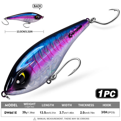 PROBEROS DW660 Vibration Hard Lure Saltwater Offshore Fishing Bait 39g/125g