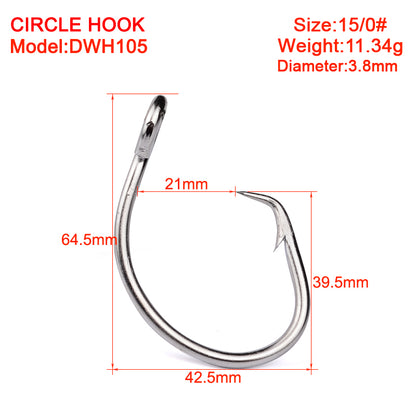 PROBEROS 20PCS Saltwater Fishing Hooks Circle Hooks 11/0-12/0-13/0-14/0-15/0-16/0# Stainless Steel Jigging Fishhooks