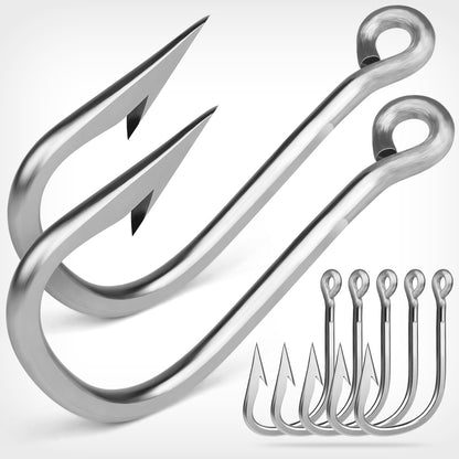 PROBEROS DWH108 5PCS Saltwater Fishing Hooks 6/0#-12/0# Anti-rusty Single hook Tin Color Fishhooks&nbsp; Stainless steel Strength