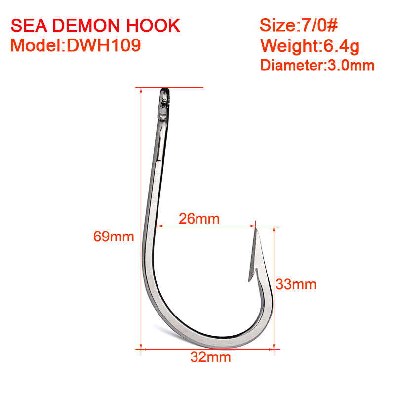 PROBEROS 20PCS Premium Stainless Steel Saltwater Fishing Hooks - Durable Forged Long Straight Shank J Hooks for Freshwater Fishin