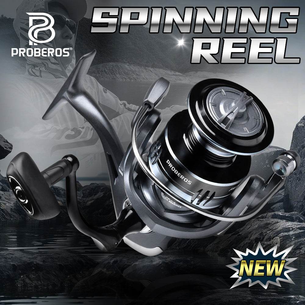 PROBEROS® 2000~7000 Series Spinning Reel, 5.2:1 Gear Ratio, 22LB Max Drag, Aluminum Alloy Metal Spool, Spinning Fishing Reel - Proberos