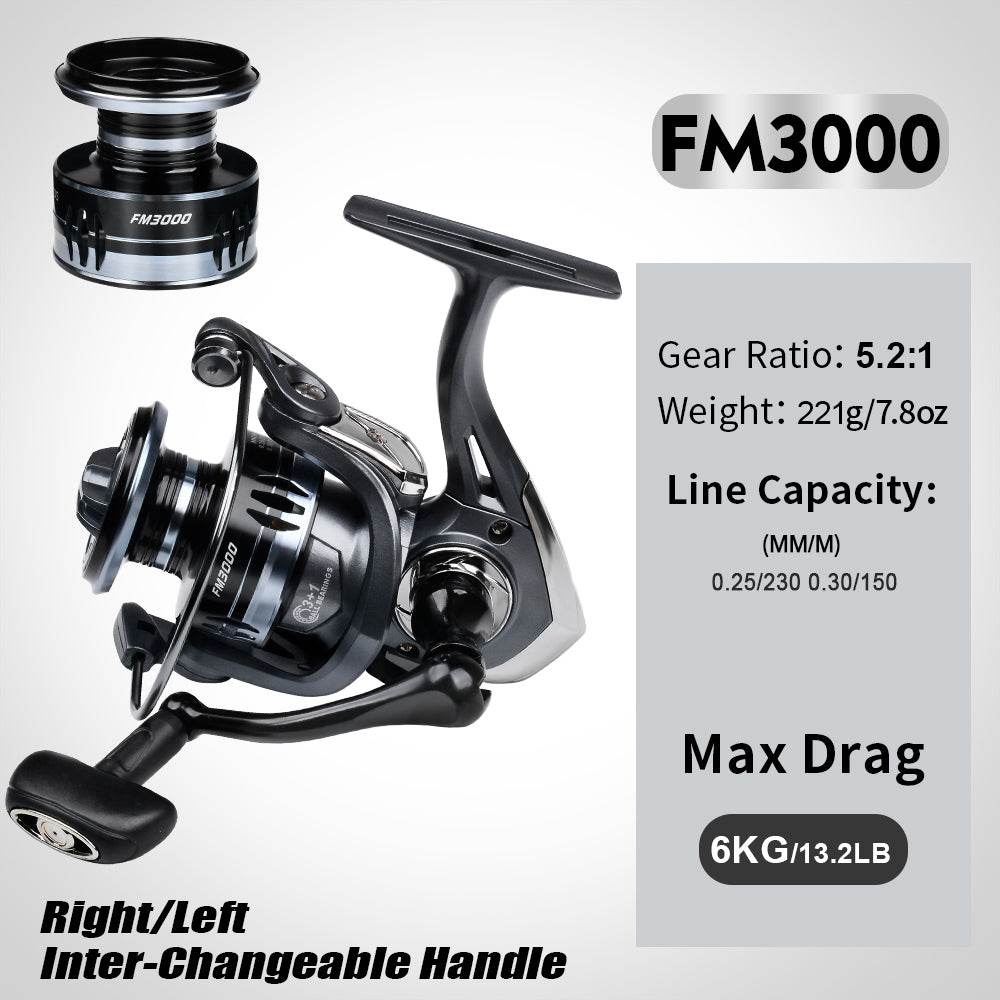PROBEROS® 2000~7000 Series Spinning Reel, 5.2:1 Gear Ratio, 22LB Max Drag, Aluminum Alloy Metal Spool, Spinning Fishing Reel - Proberos