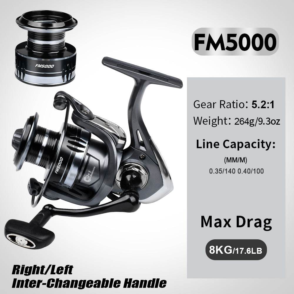 PROBEROS® 2000~7000 Series Spinning Reel, 5.2:1 Gear Ratio, 22LB Max Drag, Aluminum Alloy Metal Spool, Spinning Fishing Reel - Proberos