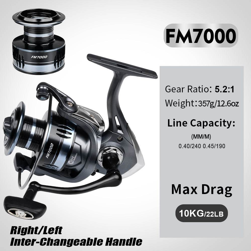 PROBEROS® 2000~7000 Series Spinning Reel, 5.2:1 Gear Ratio, 22LB Max Drag, Aluminum Alloy Metal Spool, Spinning Fishing Reel - Proberos