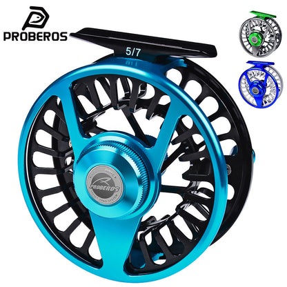PROBEROS CNC Aluminum Fly Reel, 5/7, 7/9, 9/10 Sizes, 3 Colors Large Arbor Fly Reel, Corrosion Resistant for Freshwater  Saltwater