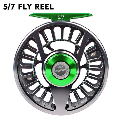 PROBEROS CNC Aluminum Fly Reel, 5/7, 7/9, 9/10 Sizes, 3 Colors Large Arbor Fly Reel, Corrosion Resistant for Freshwater  Saltwater