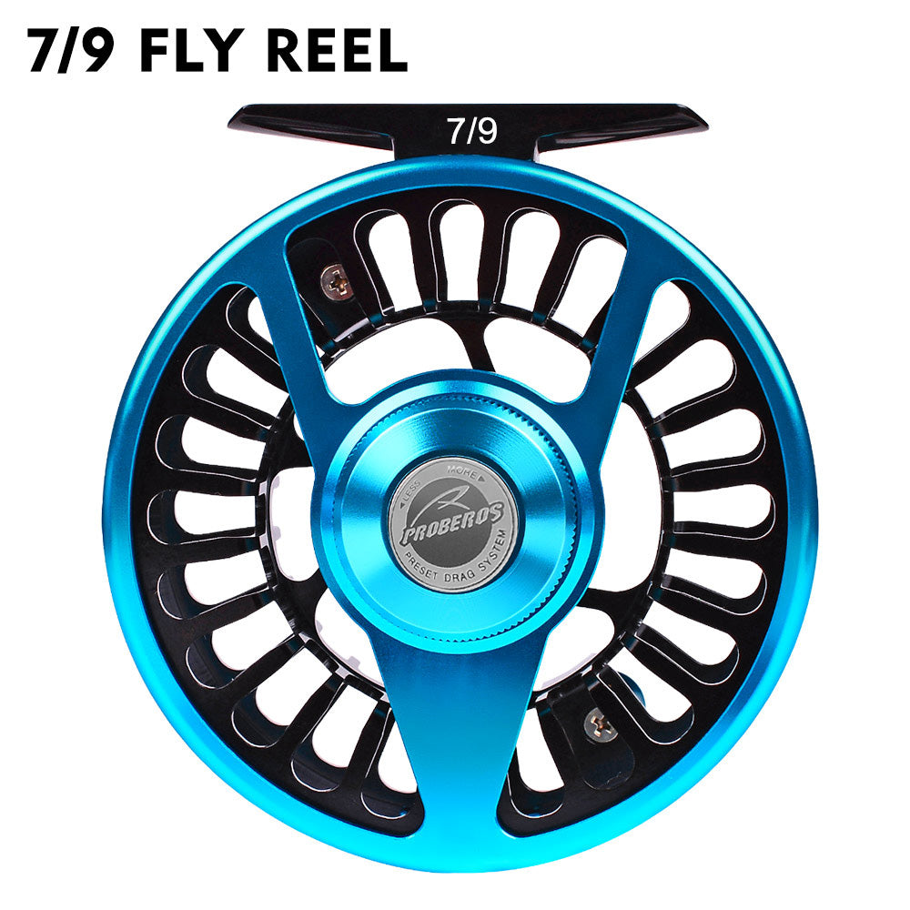 PROBEROS CNC Aluminum Fly Reel, 5/7, 7/9, 9/10 Sizes, 3 Colors Large Arbor Fly Reel, Corrosion Resistant for Freshwater &amp; Saltwater