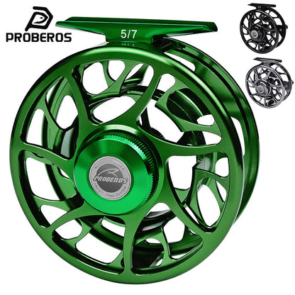 PROBEROS FR06 CNC Aluminum Fly Reel, 5/7, 7/9, 9/10 Sizes, 3 Colors Large Arbor Fly Reel, Corrosion Resistant for Freshwater  Saltwater